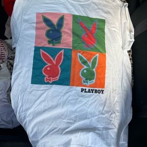 Playboy Kids Tee - White with Colorful Bunny Print